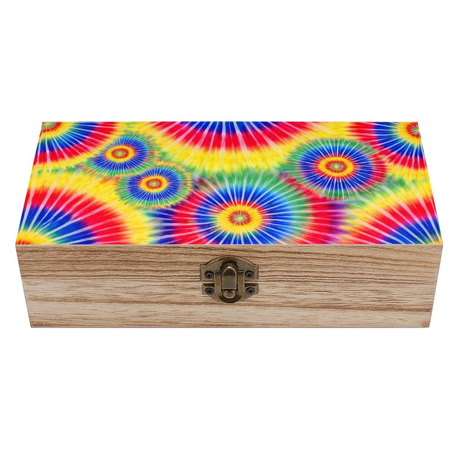 HLBSDM Cute Tie Dye Wooden Storage Box