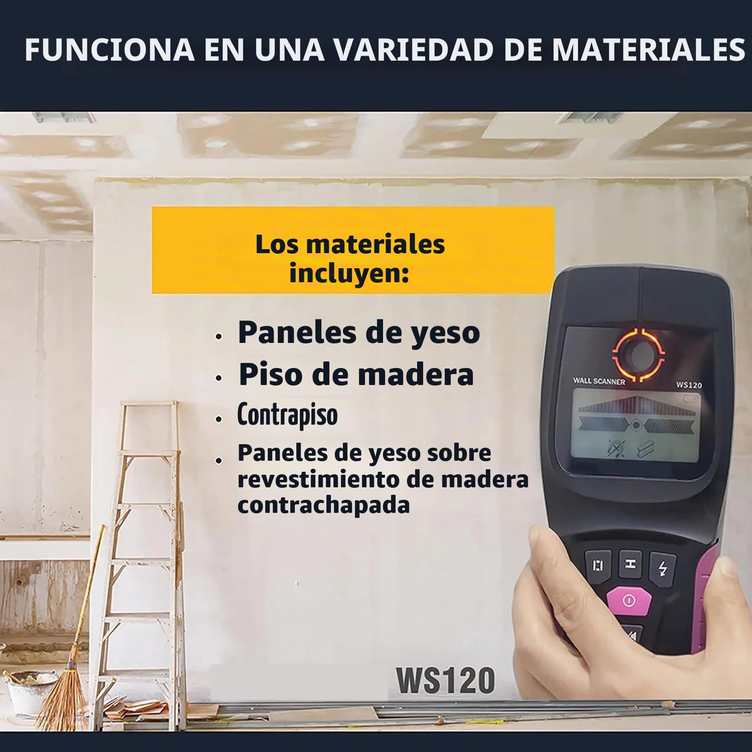 Detector de Pared, Escáner de Pared Multifuncional, hasta 110 Mm, Buscador de Metales para Tuberías de Agua de PVC con Cable Vivo, Adecuado para Detectar Cables de Metal, Madera Y CA Ocultos