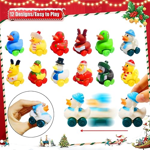 Miniatura 2 de Cherislpy 12 piezas de autos de goma de Navidad de juguete de baño suaves para bebés, niños, niñas, niños, regalos de cumpleaños, recuerdos de