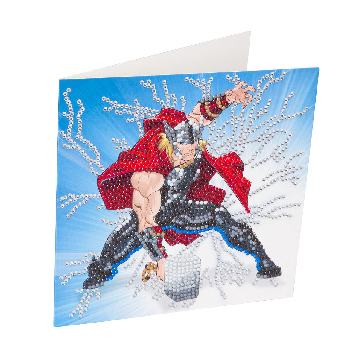 Craft Buddy STC Stores DIY Crystal Diamond Painting Birthday Greeting Card Kit (Thor - 18cm x 18cm - Marvel Collection)