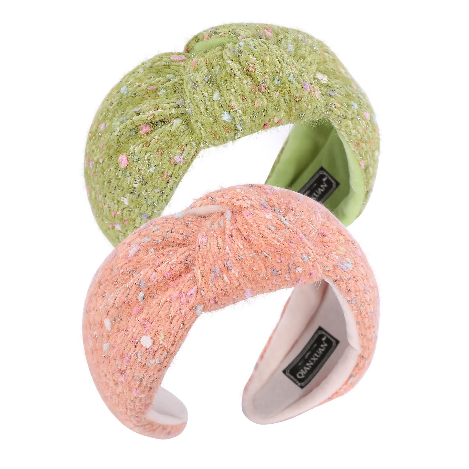 QIANXUANFabric Headbands For Women'S Hair Fashion Solid Color Headbands For Girls Woven Women Hair Accessories Knitting Wide Soft Lady Turban Top Knotted Glam Hairbands