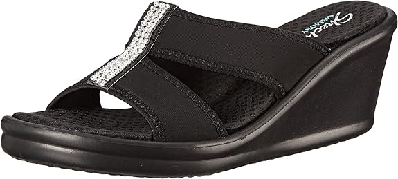 skechers women's rumblers 2 strap slide wedge sandal