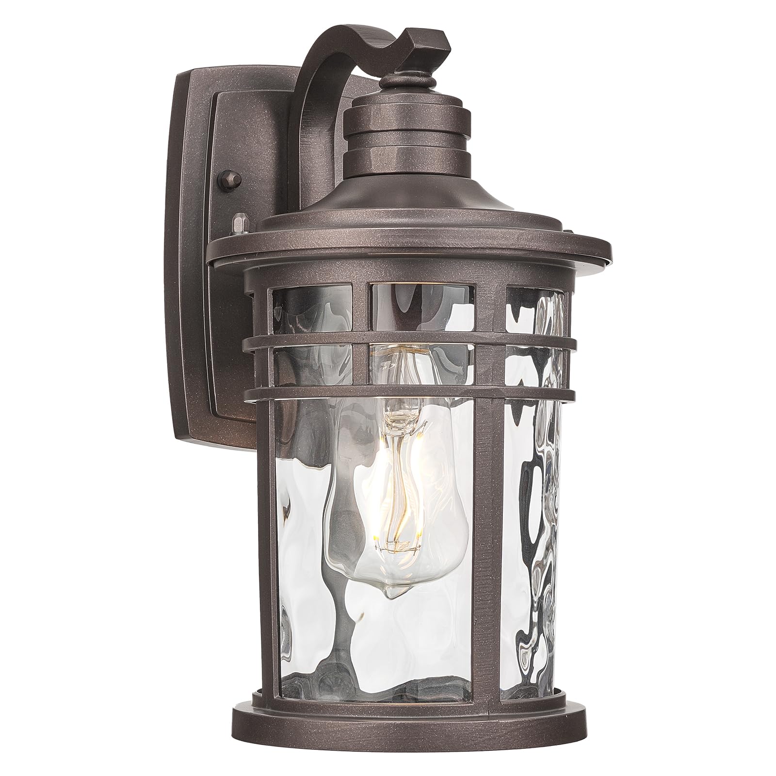 Darkaway Outdoor Wall Light Fixture,Outside Porch Lights Wall Mounted Water Ripple Glass Exterior Waterproof Lantern Modern Wall Sconce Lighting for Front Door Yard Patio