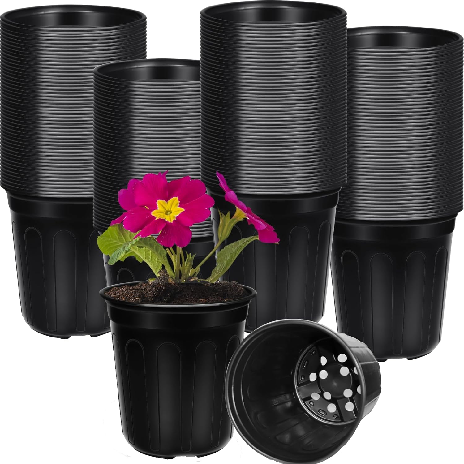 200 Pcs 1 Gallon Nursery Pots, Flexible Plant Seedling Pots Transplanting Soft Plastic Planters with Drainage Holes for Planting Garden Flower Plant Container Cups Planter (200, 1 Gallon)