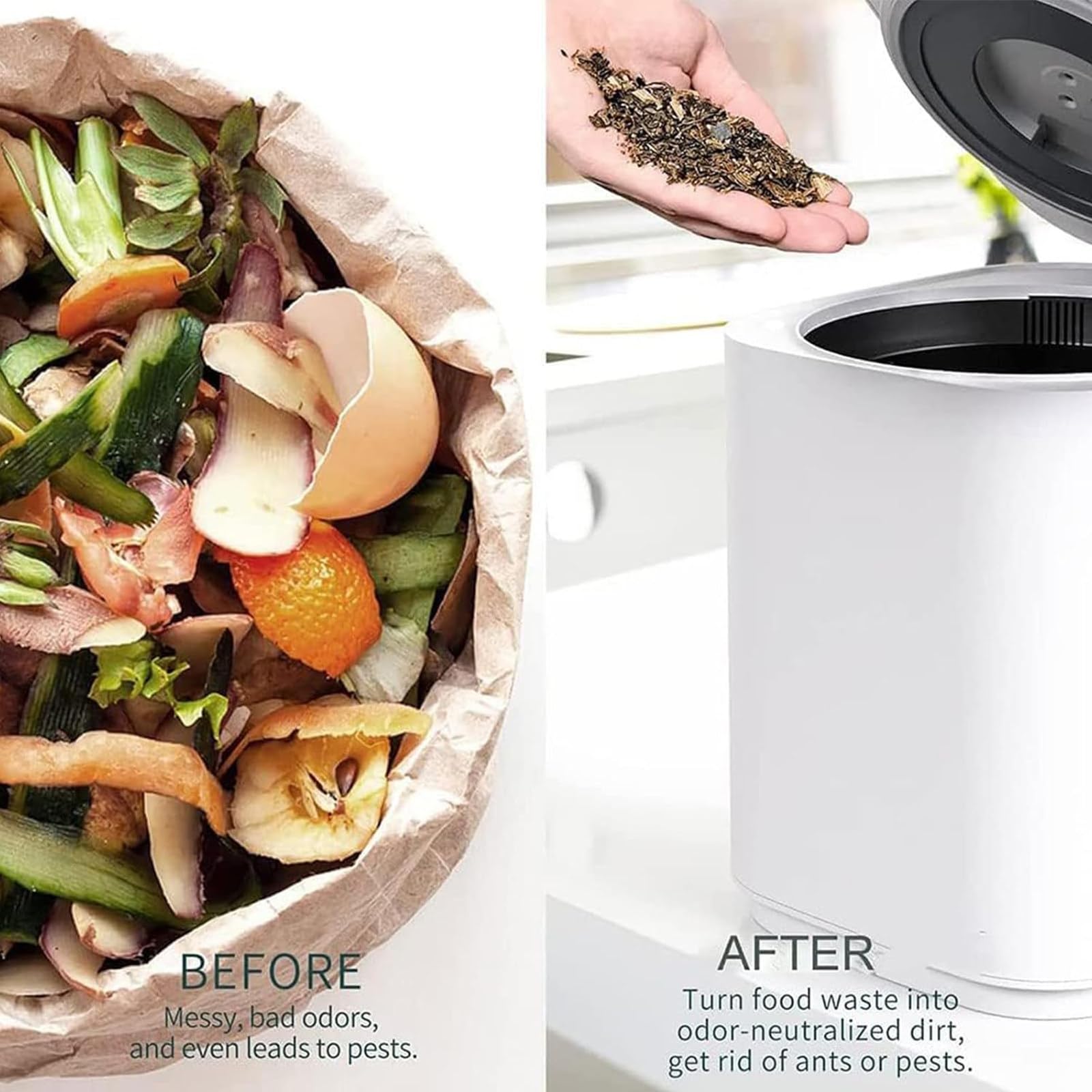 Compostador Inteligente para Encimera Sin Olor, Convierte Los Desechos En Fertilizante Seco, Compostador para Interiores, Compostador EléCtrico para Cocina,220V