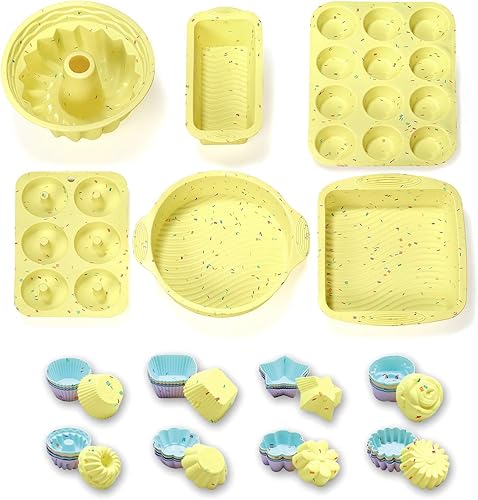 Juego de 46 moldes de silicona para hornear, incluye molde para hornear, molde para pasteles, molde para pasteles, molde para tostadas, molde para