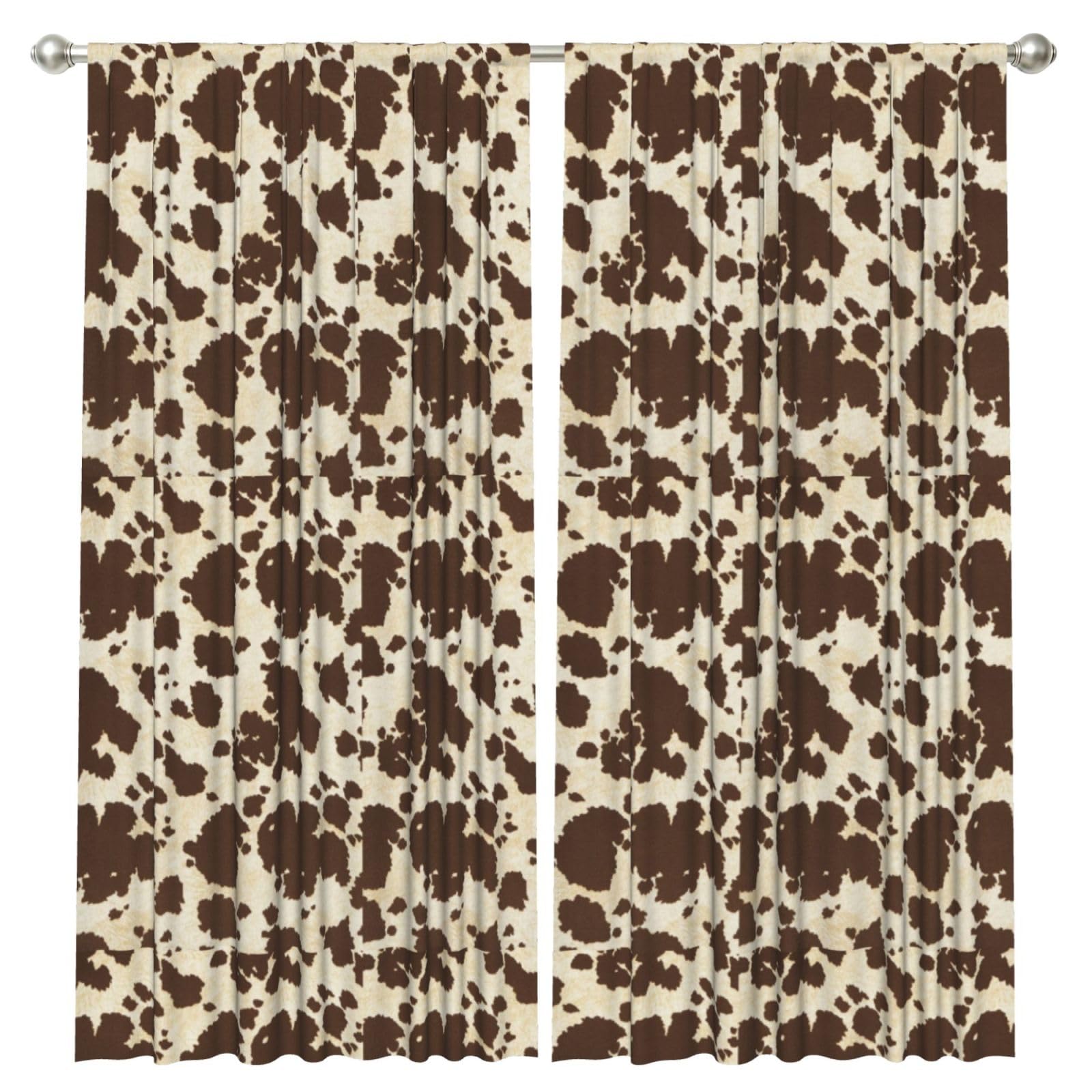 InOmak Cowhide Print, 2 Panels Window Curtains 52 x 84 Inch Blackout Curtains for Living Room Bedroom