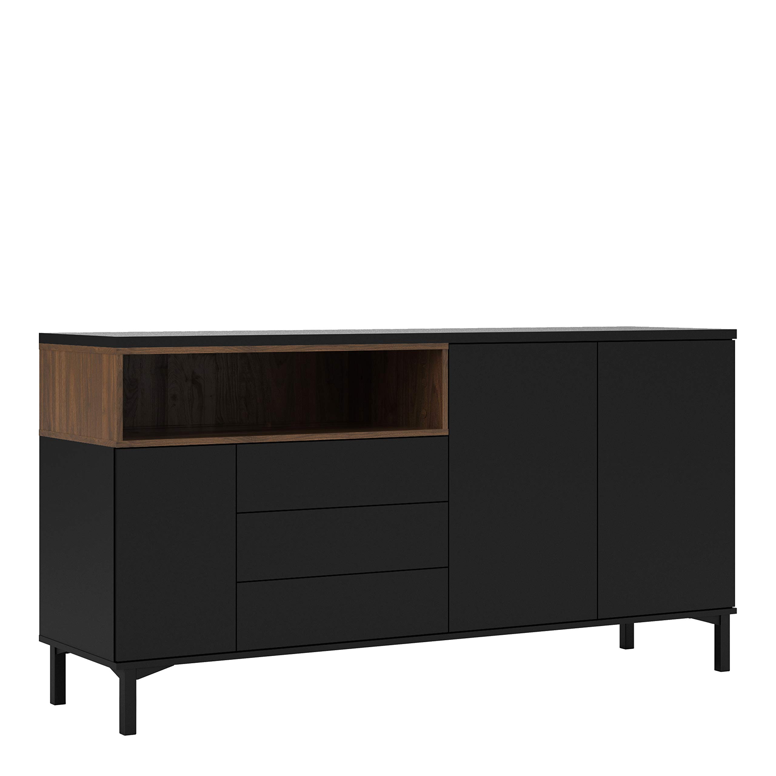 Furniture To Go | Roomers Sideboard 3 Drawers 3 Doors in Black and Walnut
