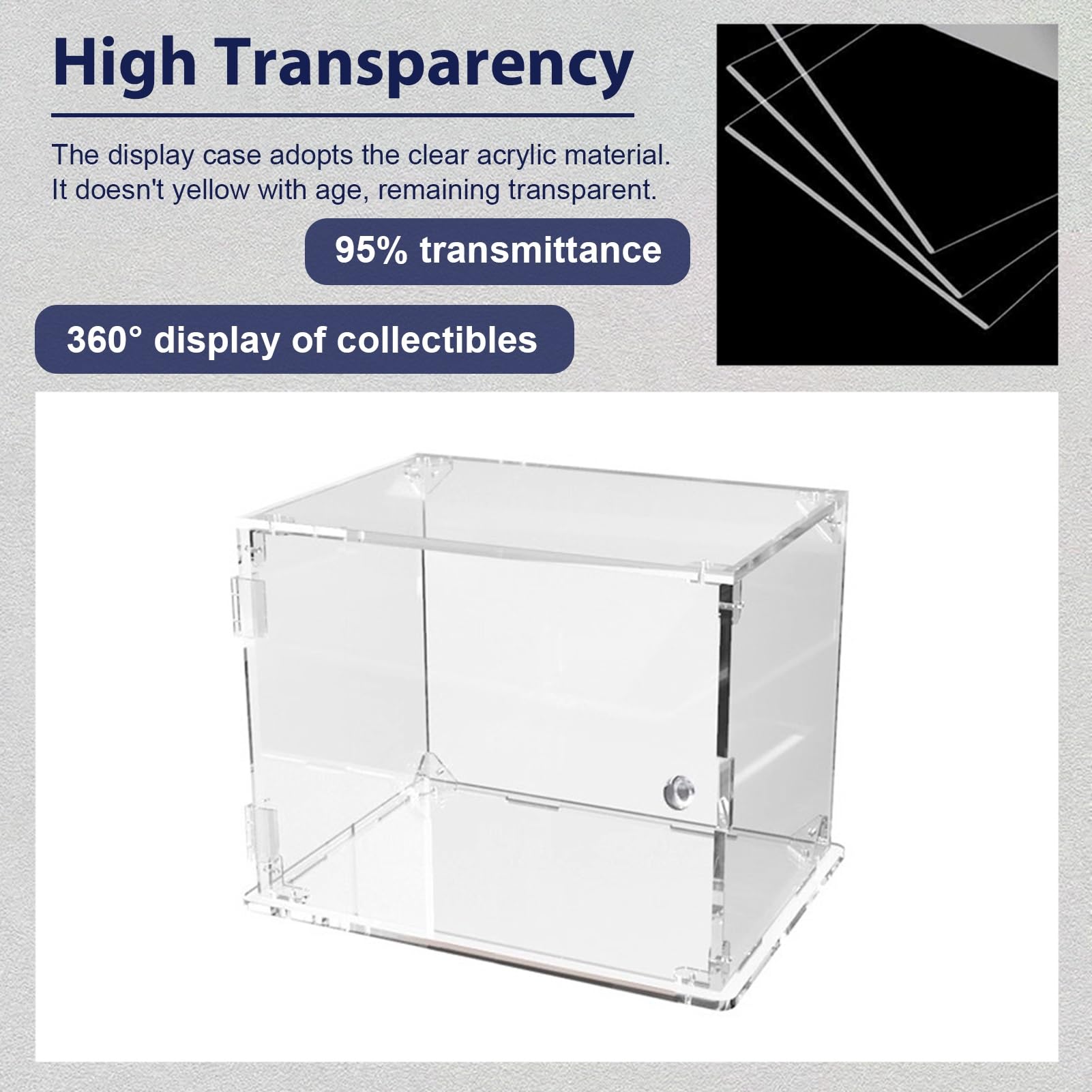 Vitrina acrílica, Vitrina acrílica con bisagra - Vitrina abatible para Figuras, muñecas y trofeos - Disponible en Anchos de 4 a 18 Pulgadas - Vitrina versátil (40x30x35cm)