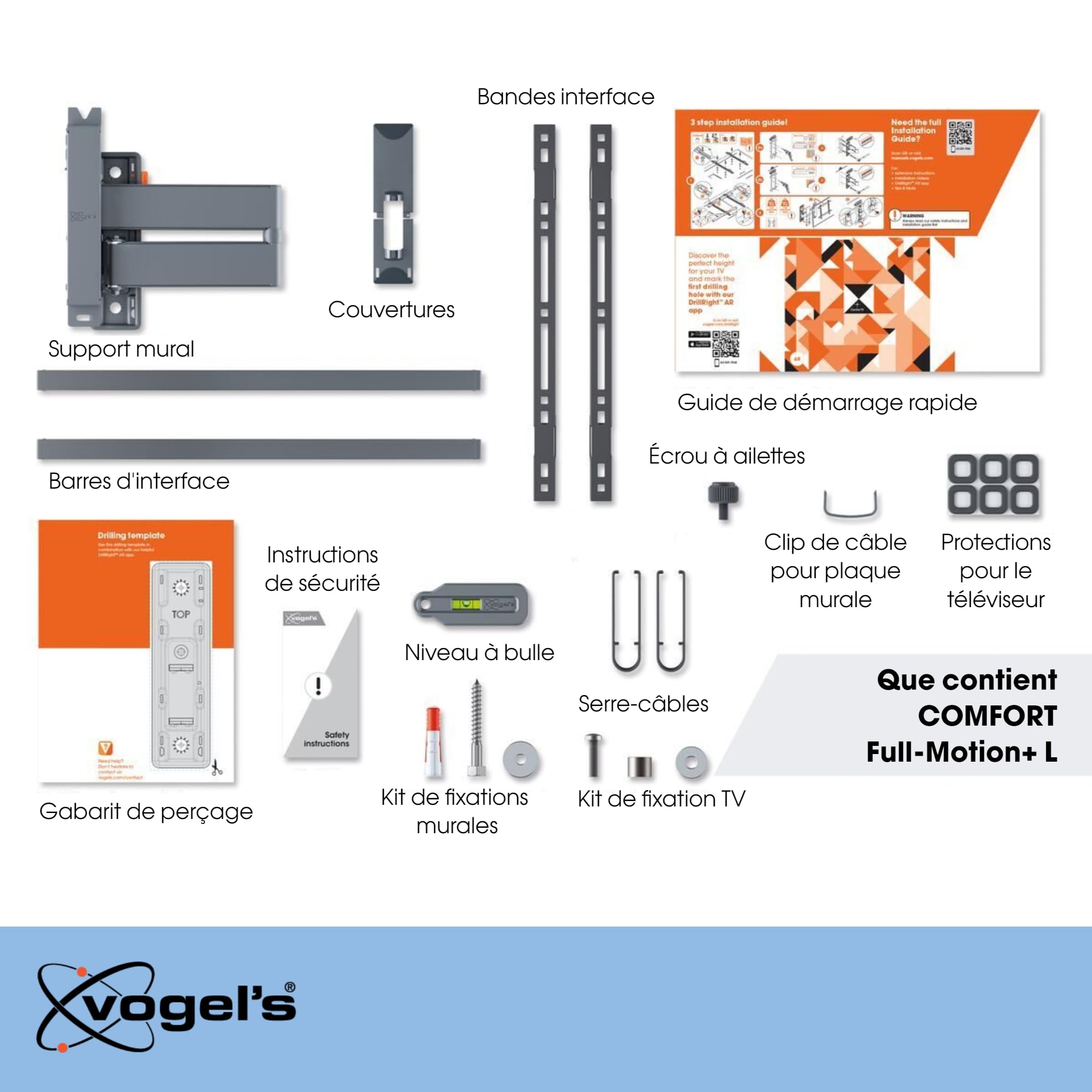 Vogel's TVM 3645 Support Mural pivotant pour TV de 40 à 77", Max. 35 kg, pivotant jusqu'à 180°, Support TV Full Motion Max. VESA 600 x 400, compatibilité Universelle Noir