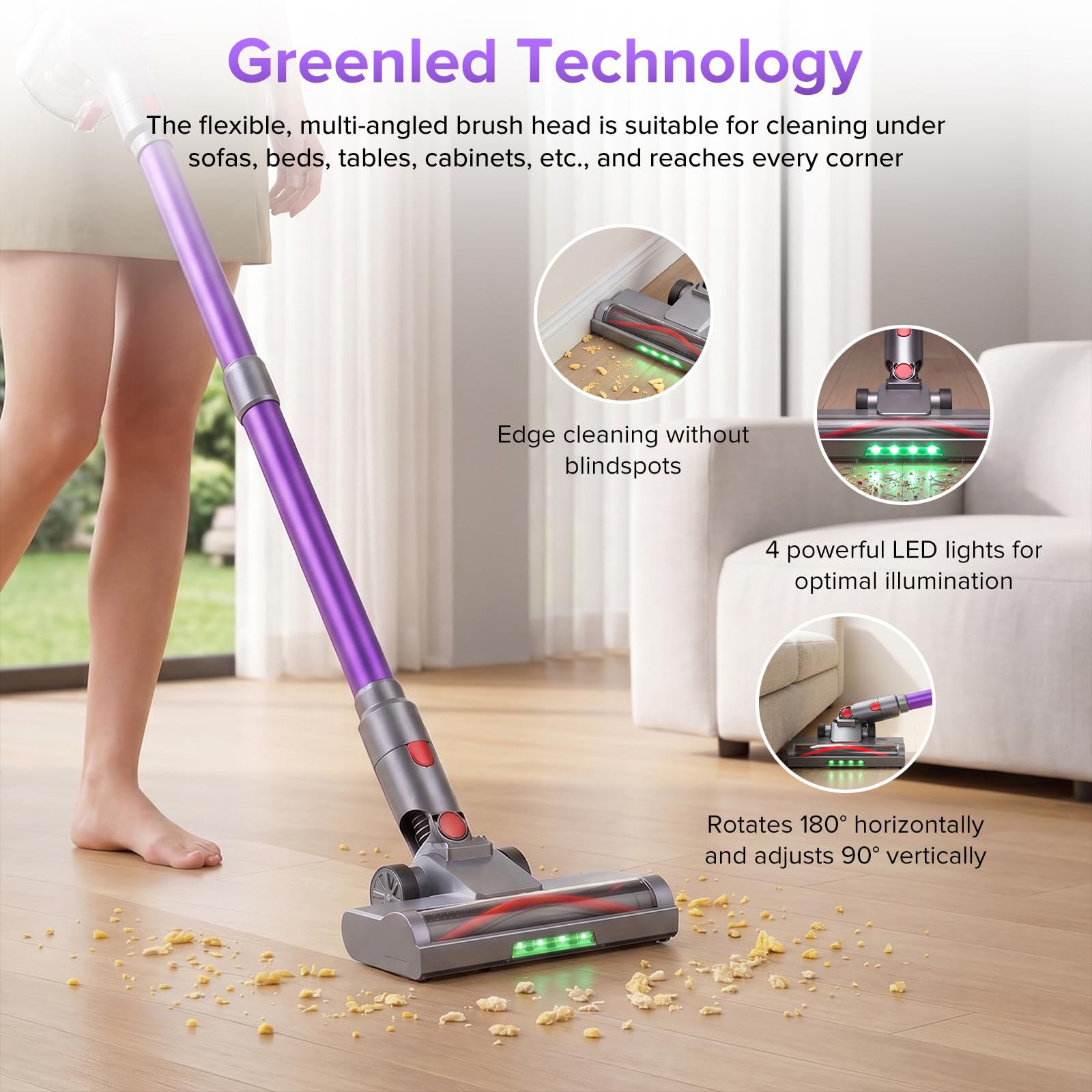 Lubluelu Akku-Staubsauger, mit LED-Anzeige, 30 Minuten Laufzeit, Kabelloser Staubsauger mit 6 HEPA-Filtern, geeignet für die Reinigung von Computern, Tierhaaren und Teppichen.