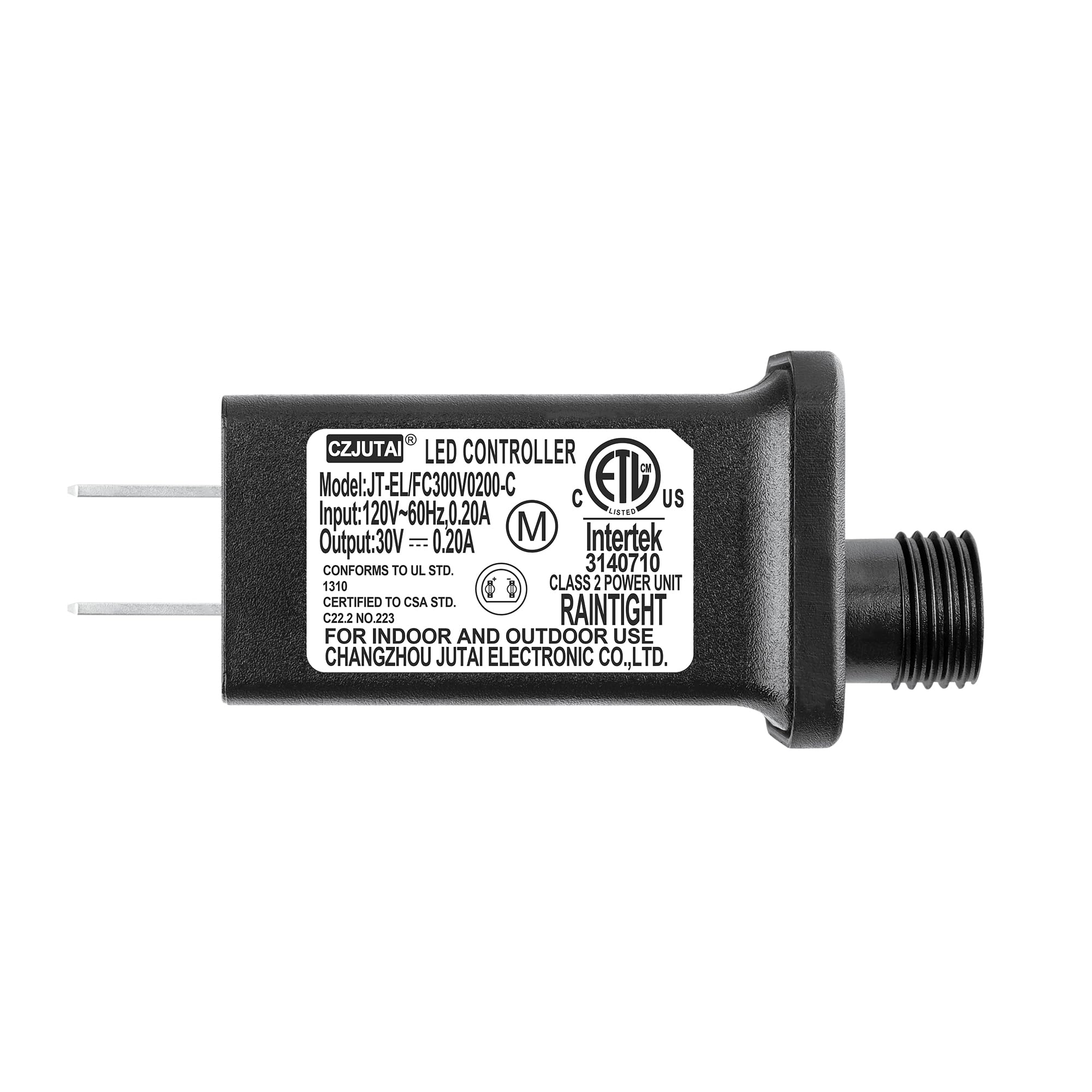 Transformer 30V LED Controller Class 2 Power Supply, IP44 Waterproof Low Voltage Transformer US Plug Compatible with Christmas Light, String Light Indoor Outdoor Use