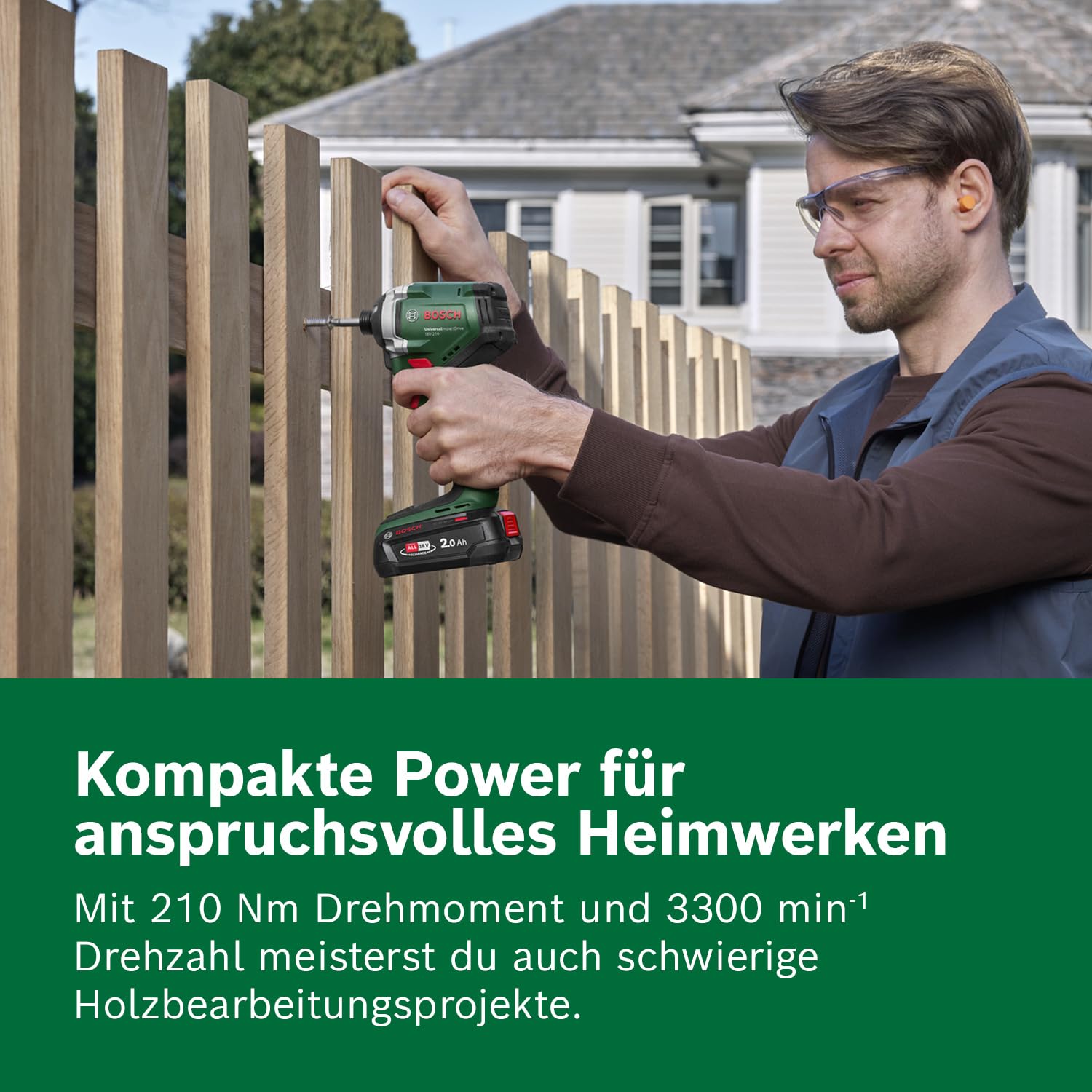 Bosch 18V System Akku-Drehschlagschrauber UniversalImpactDrive 18V-210 (Kraftvoller, kompakter Drehschlagschrauber für die Holzbearbeitung)