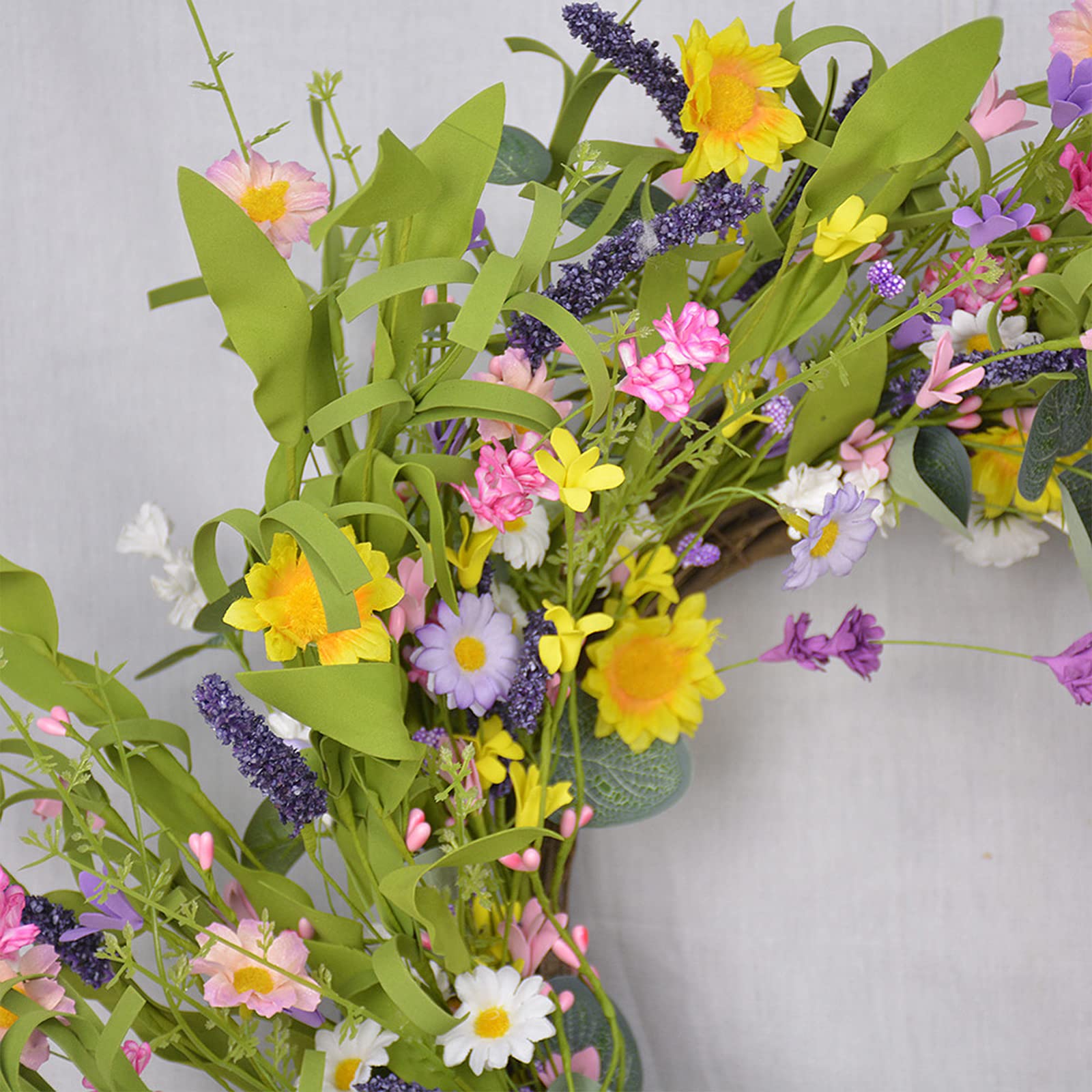 Ghirlanda Legno Ghirlanda Primaverile Di Benvenuto Con Eucalipto - 30cm Per Porta D'Ingresso, Decorazione Casa Matrimonio Rustico