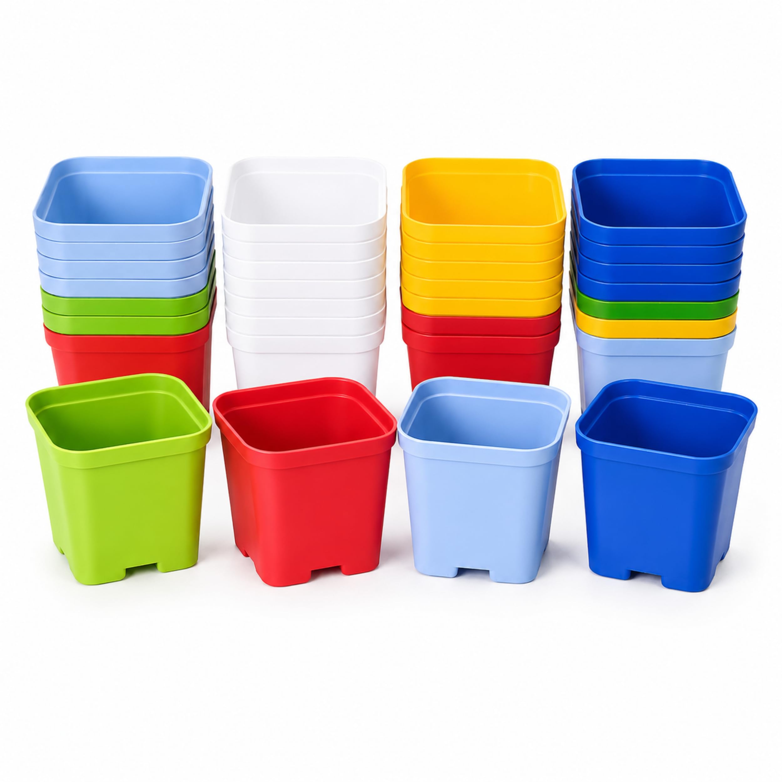 3 Inch Square Plastic Nursery Pots with Drainage Holes, Multicolour, for Plants, Succulents and Seedlings (3 inch x 3 inch) (Multicolour, 18)-image-28