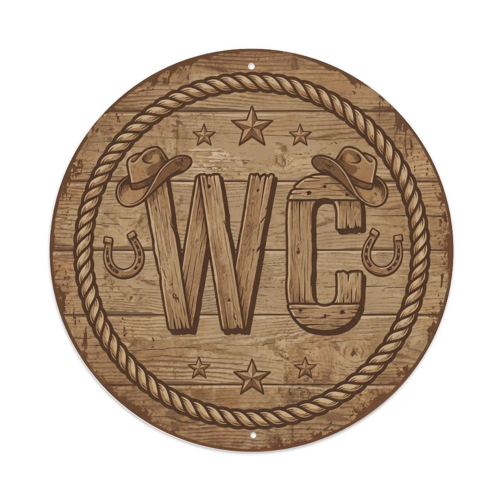 Toilet （WC） Western Saloon Shield Metal Tin Sign Plaque Wall Decor for Cafe, Club Bar, Office, Home Garden Round Metal Poster 8x8Inch