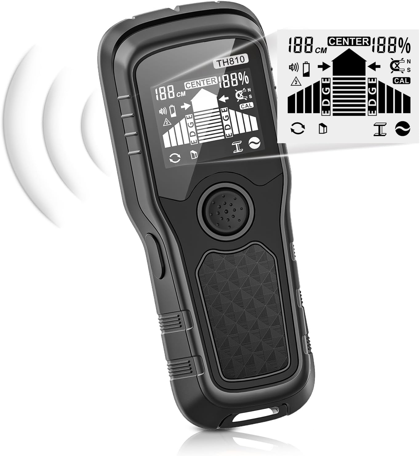 Stud Finder Wall Scanner - 6-in-1 Upgraded Multifunction Auto Detection with LCD Display & Audio Alarm for Wood, Metal & AC Wires, Ideal for Home DIY & Professional Contractors (Black)