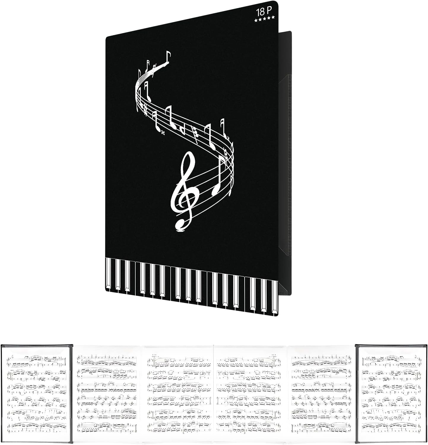 Chornotenmappe A4 Mit 30 Hüllen – PU-Leder, Handschlaufe & Seitenzahlen Für Klavier, Chor & Unterwegs
