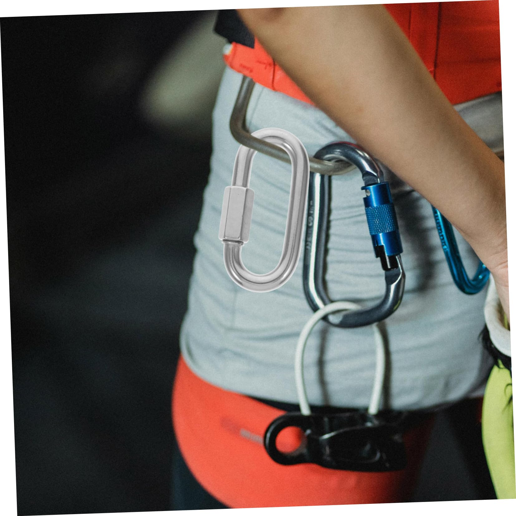 KOMBIUDA 10 piezas Conectores de Cadena de Acero Inoxidable Forma D con Cierre Rápido y Mosquetones de Bloqueo para Hamaca Camping Equipo Exterior Resistente y Seguro