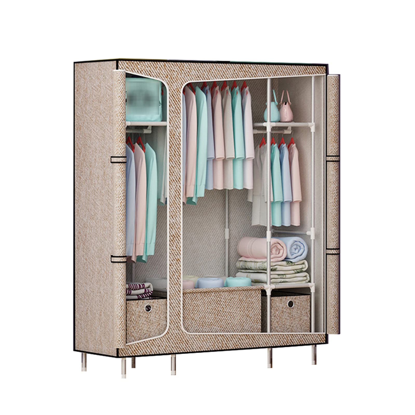 Armoire pliante en tissu 168x128cm penderie portable cadre métal