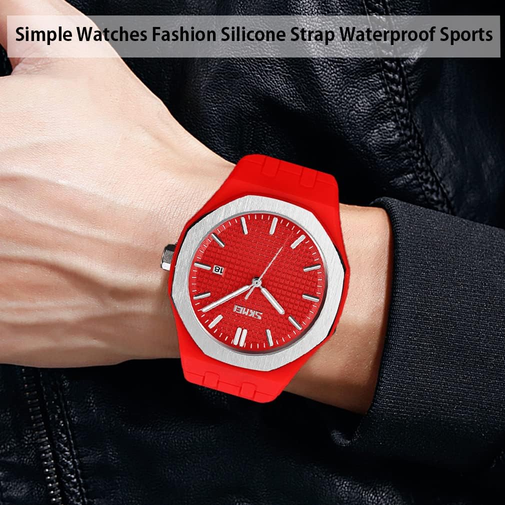 SKMEI Watches for Men Silicone Easy Read Waterproof Sport Casual Fashion Analog Quartz Luminous Fathers Gifts Black Wrist Watch - Image 2