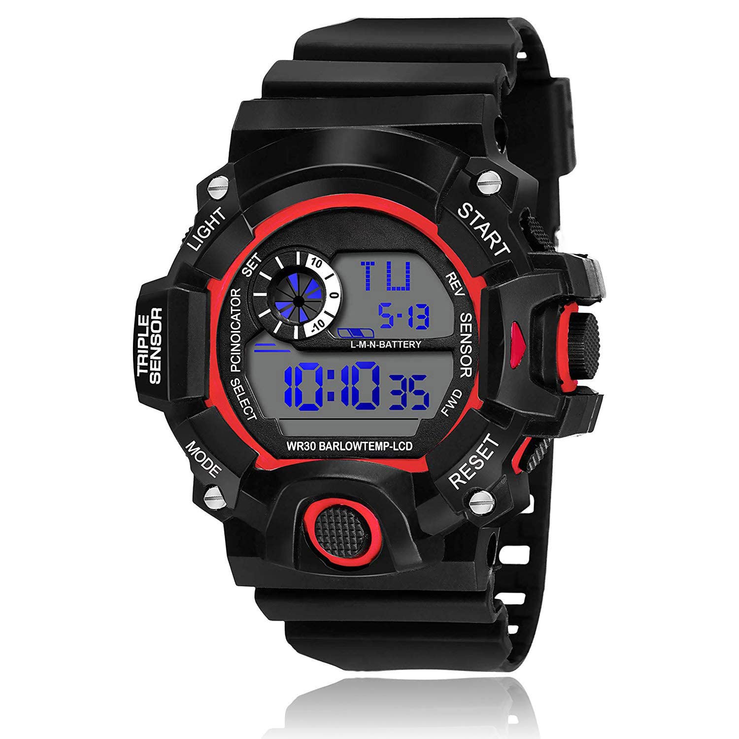 Multi-Function Stylish Sports Amazing Look Cool Style Digital Watch for Boys and Girls & Unisex (Red Dial, Black Colored Strap)