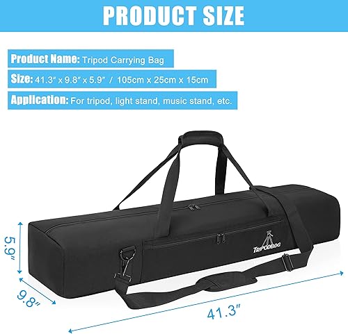 Miniatura 21 de 60" Multifunctional Tripod Bag, Heavy Duty Tripod Carrying Case with Dual Compartment for Music Stand, Mic Stand, Speakers Stand, Tripods, Lights