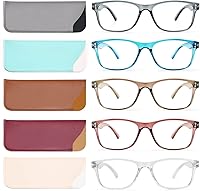Vista 1 de Lentes de lectura con bloqueo de luz azul, lentes de computadora para mujeres y hombres, anteojos cuadrados de moda, 5 pares
