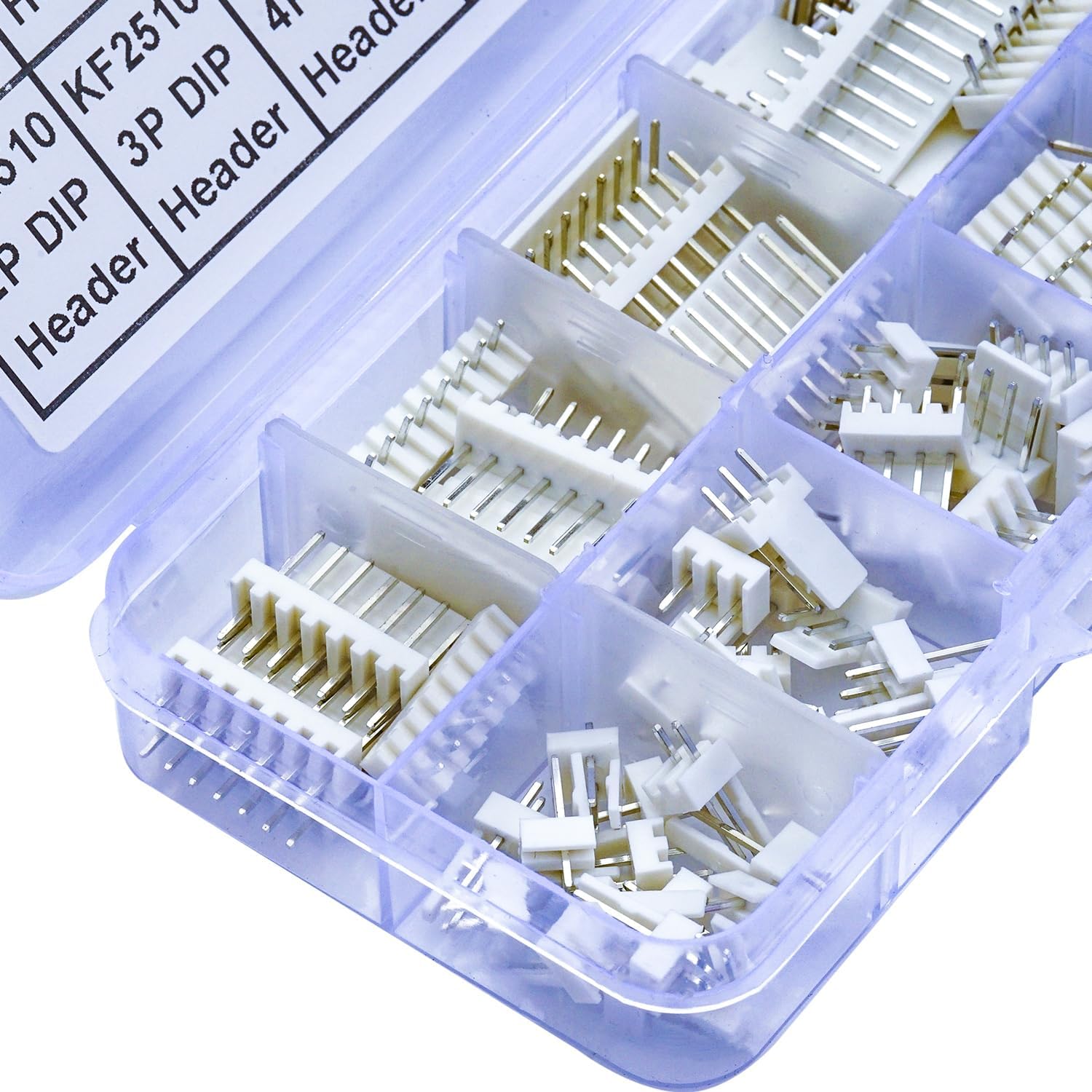 2.5mm DIP Vertical Header Kit, MX2.54 2/3/4/5/6/7/8/9/10/12P KK 254 KF2510, White, Molex Compatible, Plastic, PCB Mount, 100 Contacts