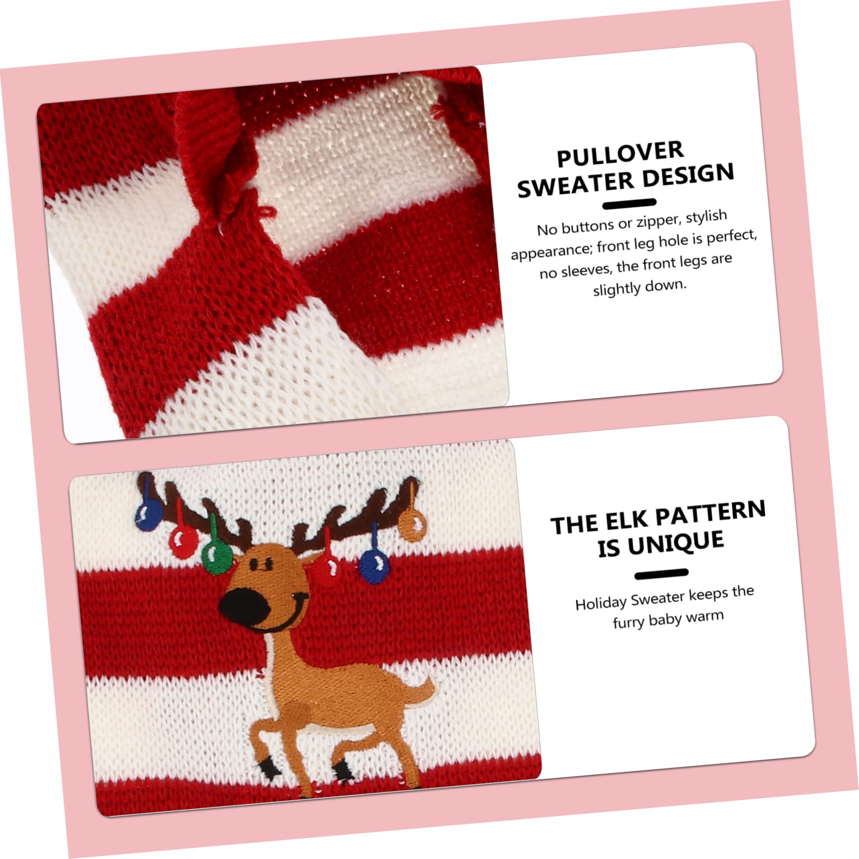 YARNOW Pull de Noël pour Chien Rouge sans Manches Motif Cerf Vêtement Hiver pour Animaux de Compagnie