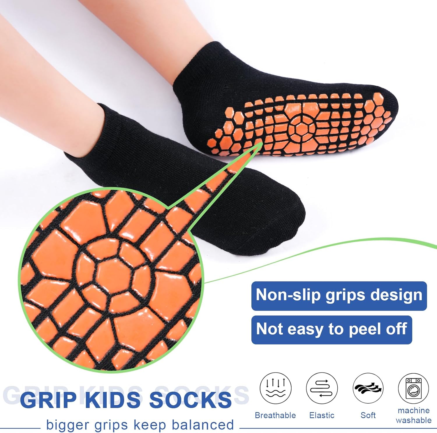 HYCLES Boys Girls Non-Slip Toddler Socks Grip Ankle Sticky Socks Anti-Skid Sock for Kids 6 Pairs for 2-13 Years Kids - Image 5