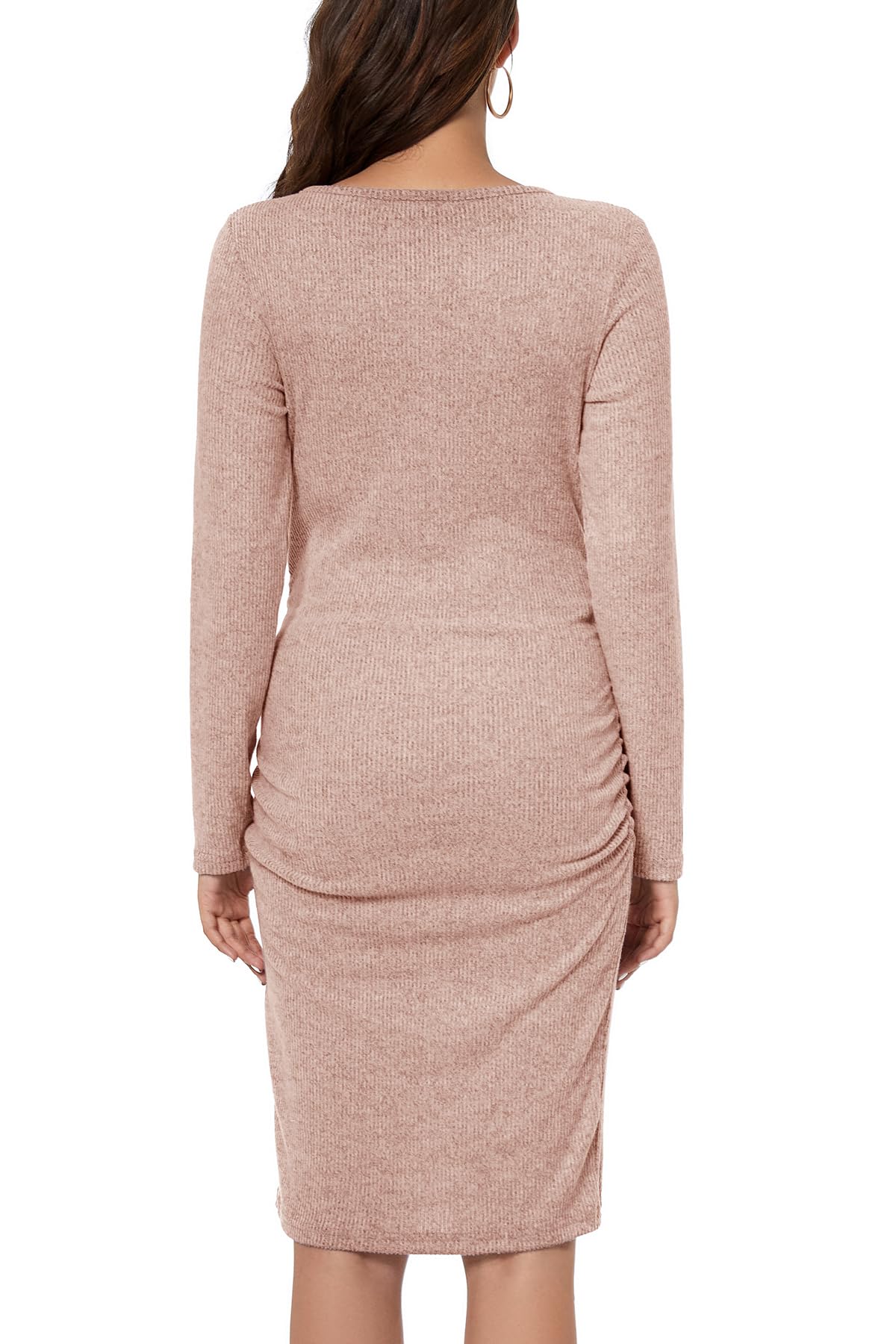 Smallshow Vestido de maternidad de punto para mujer, ropa de embarazo de manga larga