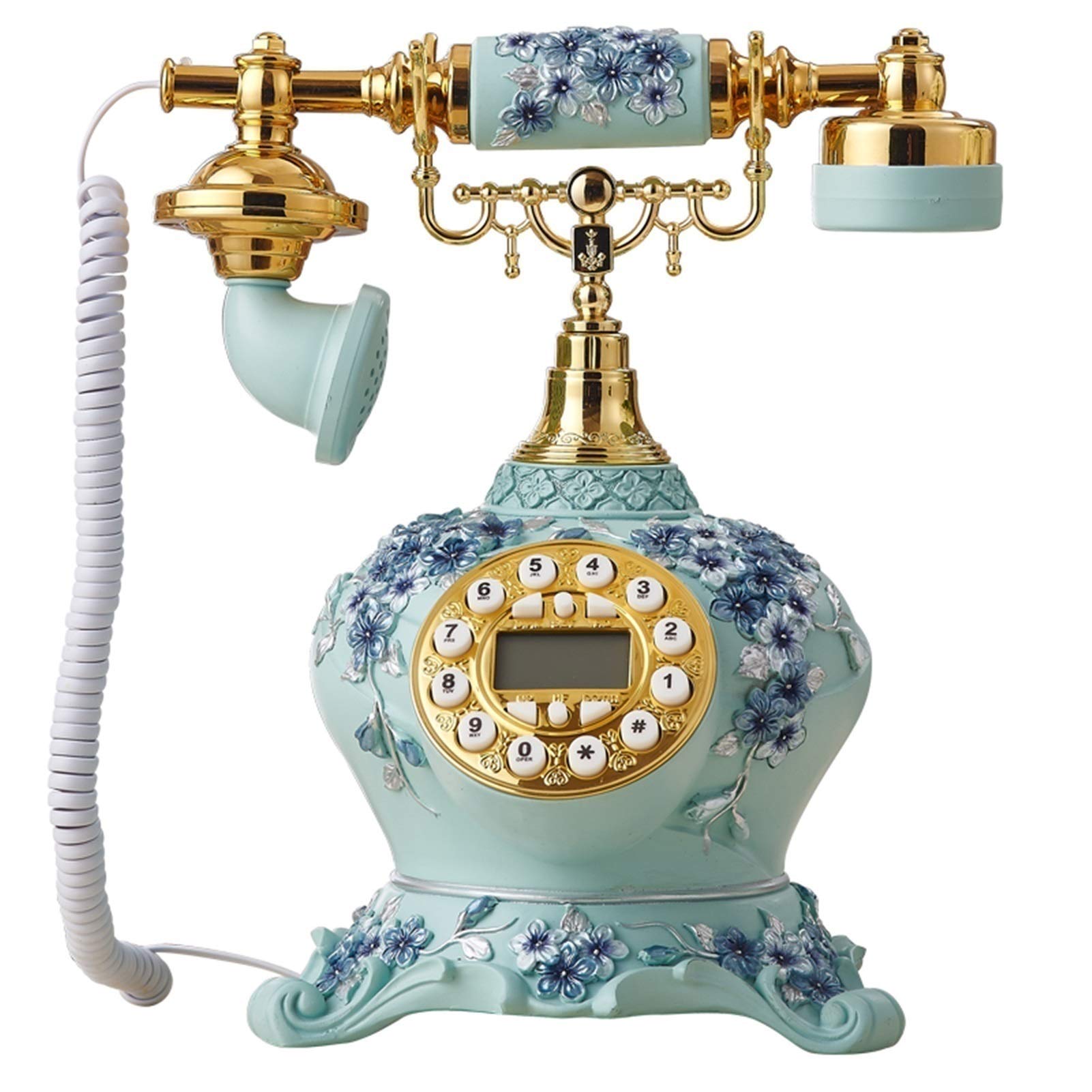 Téléphone fixe rétro années 70 à cadran filaire et cordon bouclé pour décoration maison