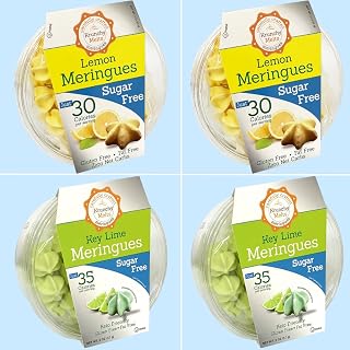 4 Pack Krunchy Melts Original Sugar Free Meringue Cookies | Sugar Free Sweet & Sour | 2 SF Lemon, 2 SF Key Lime | Only 35 Calories Per Serving | Fat Free, Gluten Free, Dairy Free | Keto Friendly | Zero Net Carbs (2 Oz)