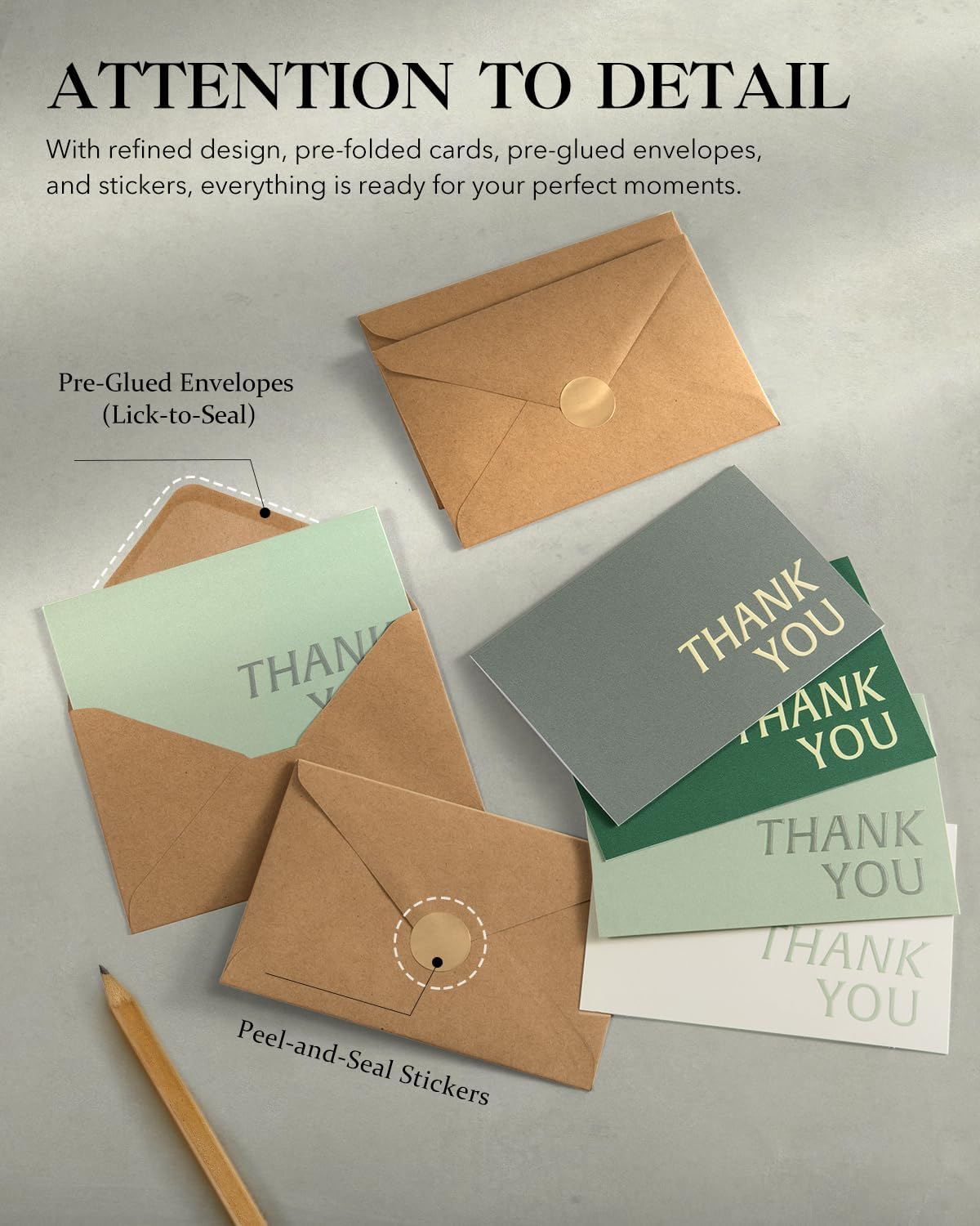 Thank You Cards with Envelopes, 32 Pack 4x6 in ThankYou Cards Bulk with Embossed Design, Thank You Notes for Wedding, Baby Shower, Small Business, Bridal Shower, Funeral, Graduation, Green - Image 6