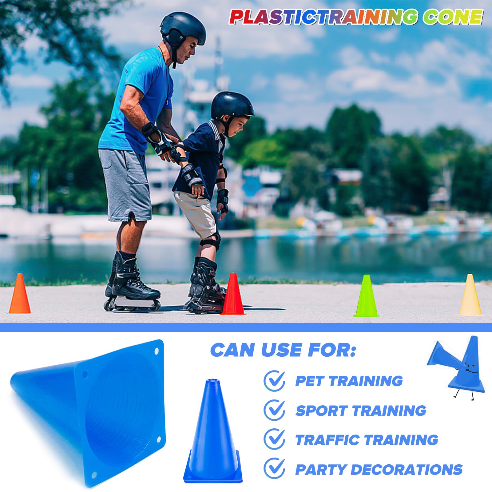 Cônes De Signalisation Cônes d'Entraînement De Football Cônes De Marquage 12 Pièces pour Le Sport, Les Jeux d'enfants, Le Football, l'Entraînement des Chiens, l'Entraînement des Chevaux