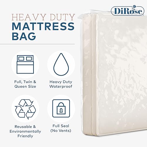 Miniatura 3 de DiRose - Bolsa de almacenamiento de colchón, paquete de 2 fundas de plástico grueso de tamaño matrimonial, transporte, eliminación y protector