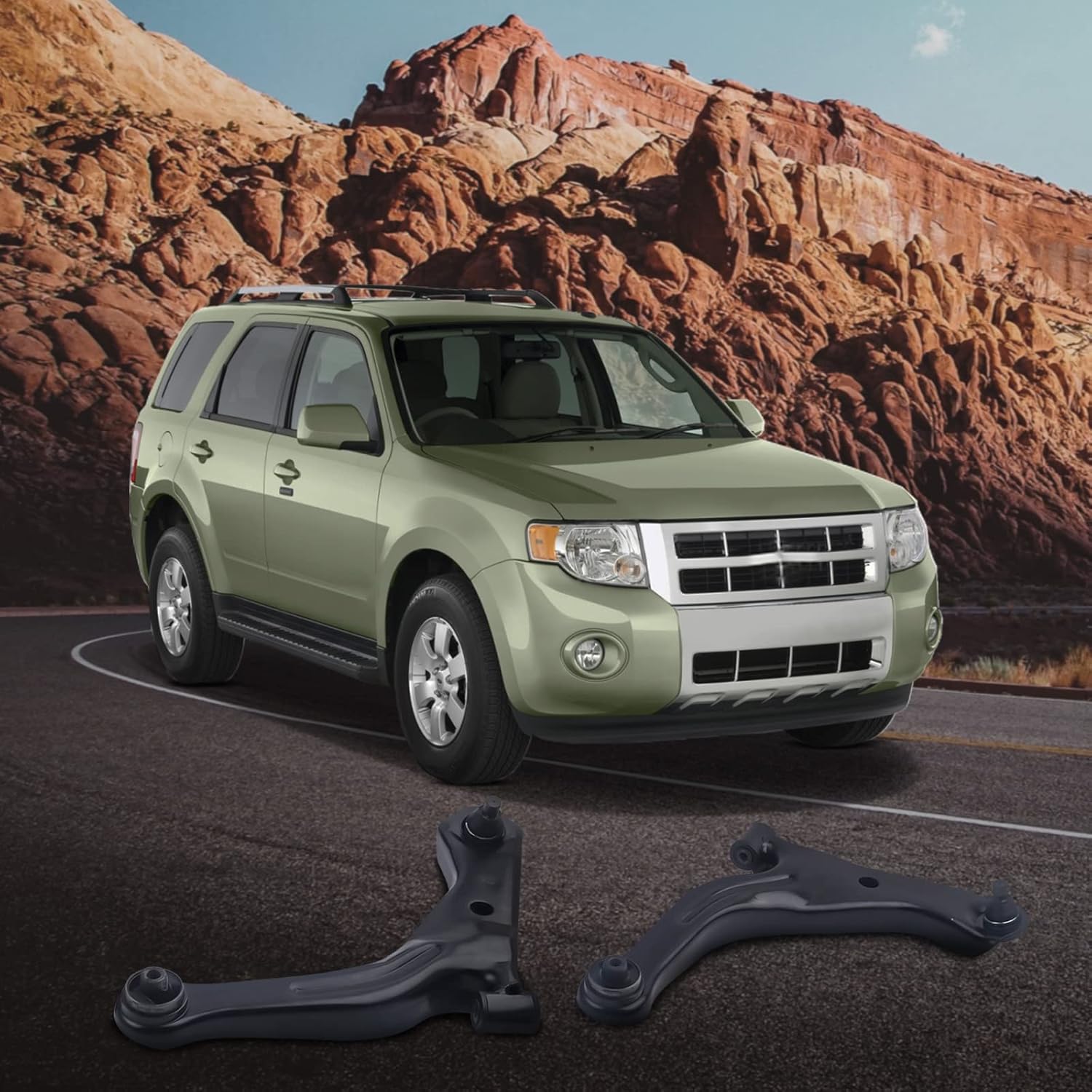 maXpeedingrods 10Pcs Front Lower Control Arm Assembly for Mazda Tribute Ford Escape Mercury Mariner 2005-2009, Lower Control Arms w/Ball Joints+Sway Bar End Links+Inner & Outer Tie Rods+ Boots