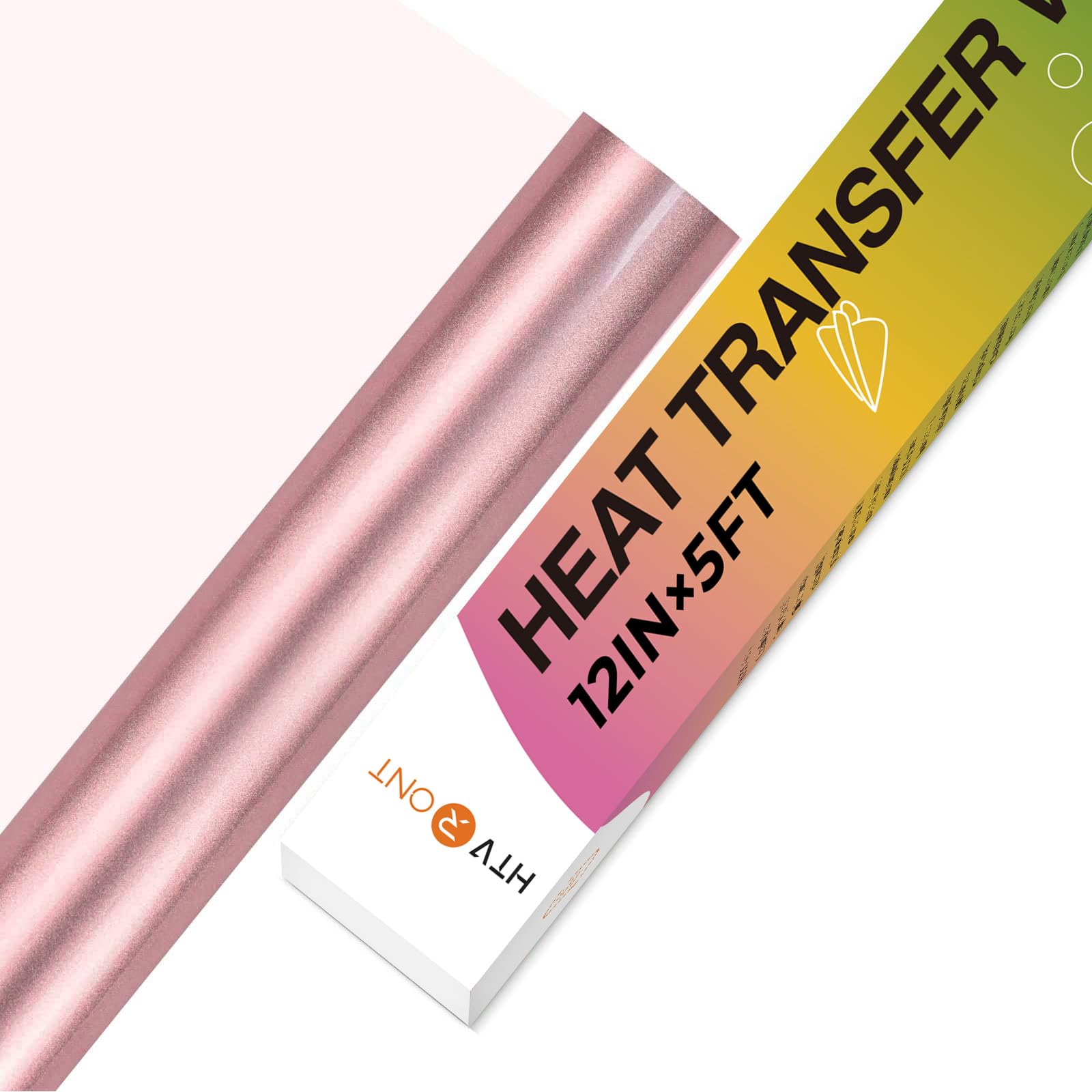 HTVRONT HTV Vinyl Rolls Heat Transfer Vinyl, 12" x 5ft, Rose Gold