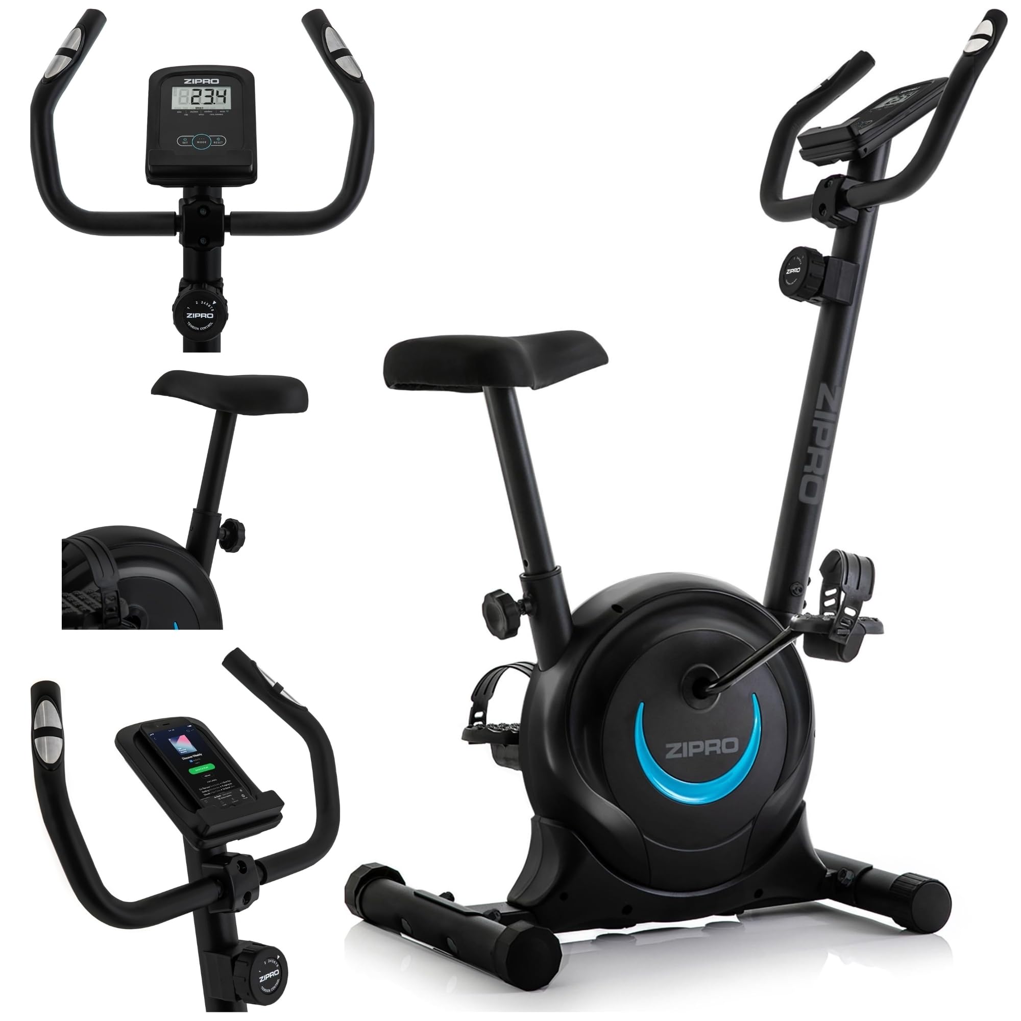 ZIPRO Vélo d'Appartement Adulte Résistance Magnétique 8 Niveaux Écran LCD