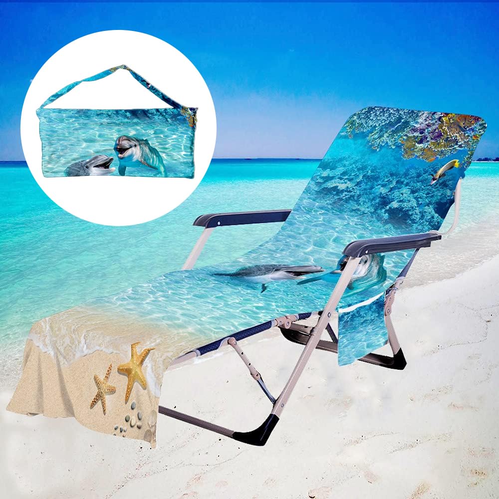 FANSU Telo Mare Per Lettino In Microfibra, 75x210 Cm, Con Tasche, Asciugatura Rapida, Fantasia Corallo, Portatile