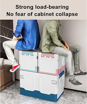 Collapsible Storage Bin with Lids,Plastic Folding Utility Crates Stackable Storage Box Bins Baskets with Buckles,Storage Cubes Containers Organizer for Closet Wardrobe Shelves-Pink 14l(15x9.8x9.8inch)