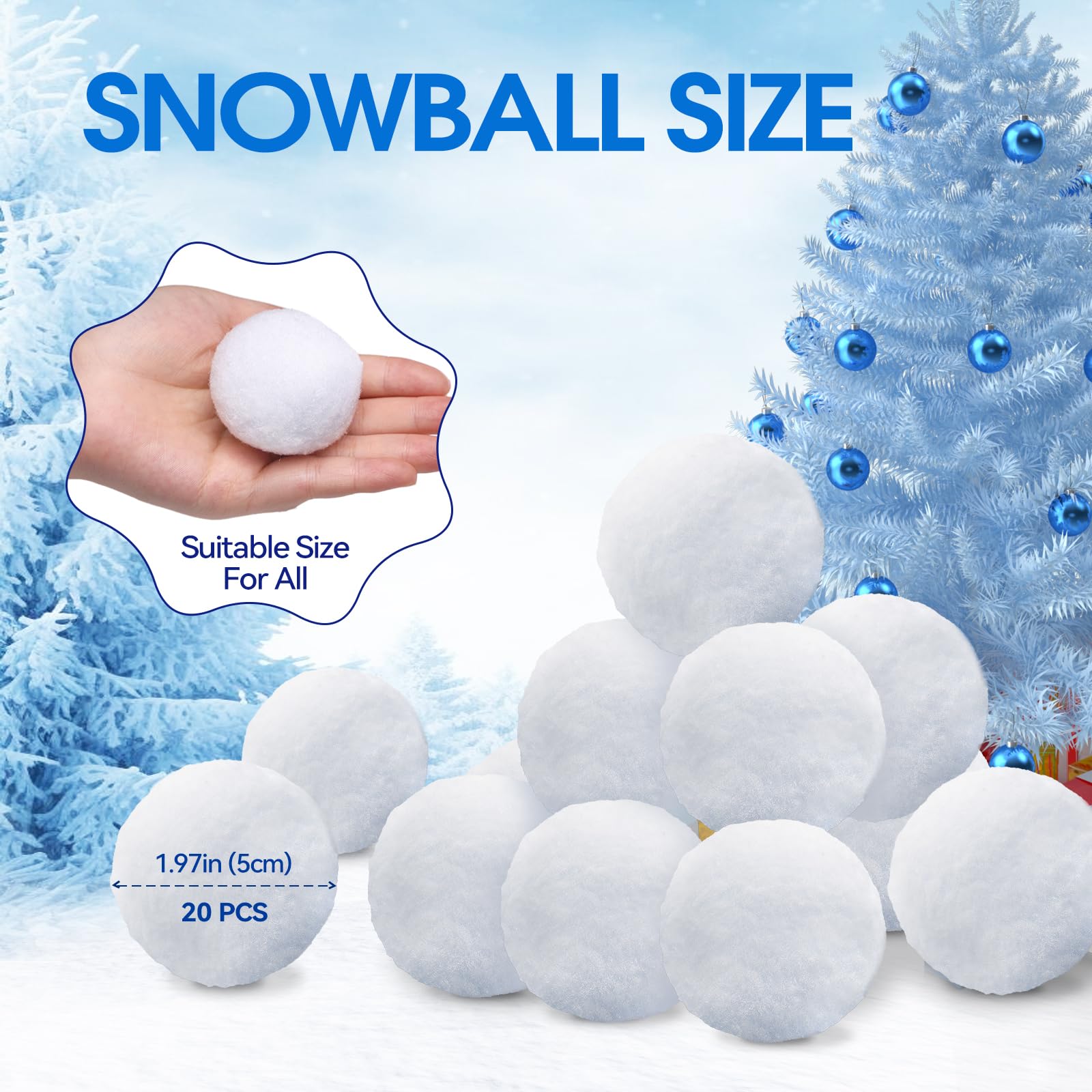 20 Pack Snow Balls for Kids Indoor Snow Fight Balls Set Artificial Snow Soft Plush Snow Fake Balls for Winter Snow Throwing Parent-Child Game Christmas Decorations