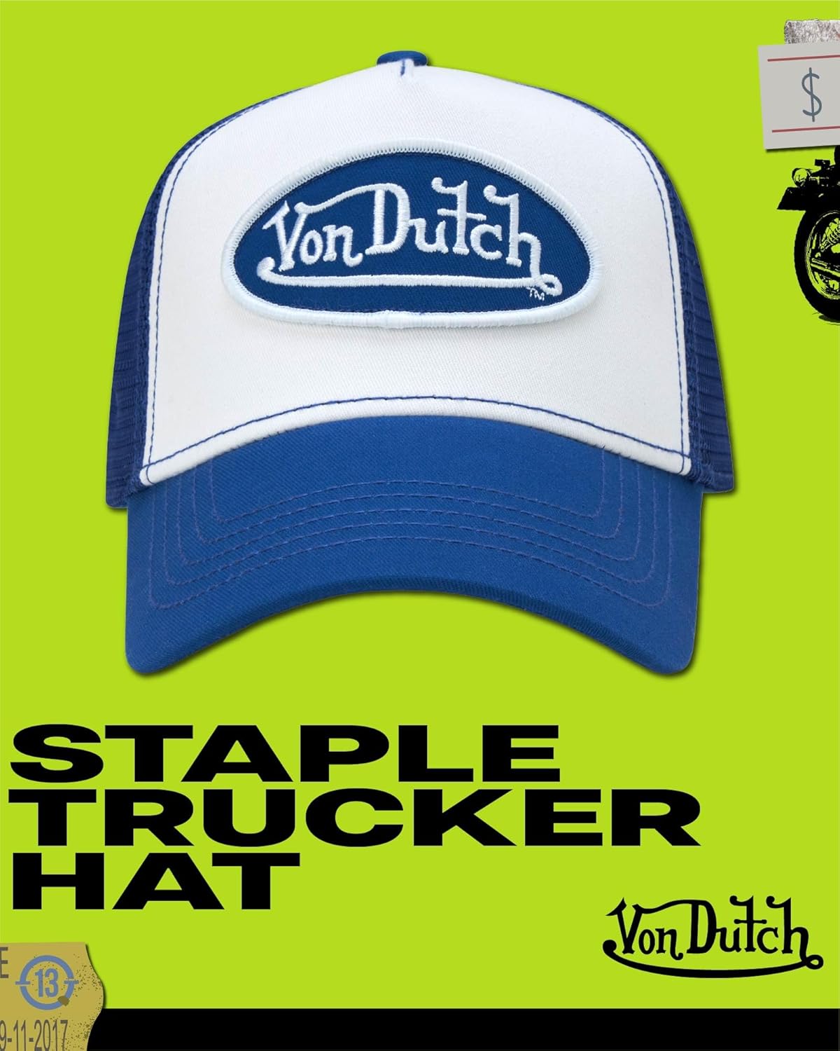 Von Dutch Unisex Trucker Hat - Curved Bill Mesh Back Retro Classic Colorblock Snapback Baseball Cap for Men and Women - Image 2