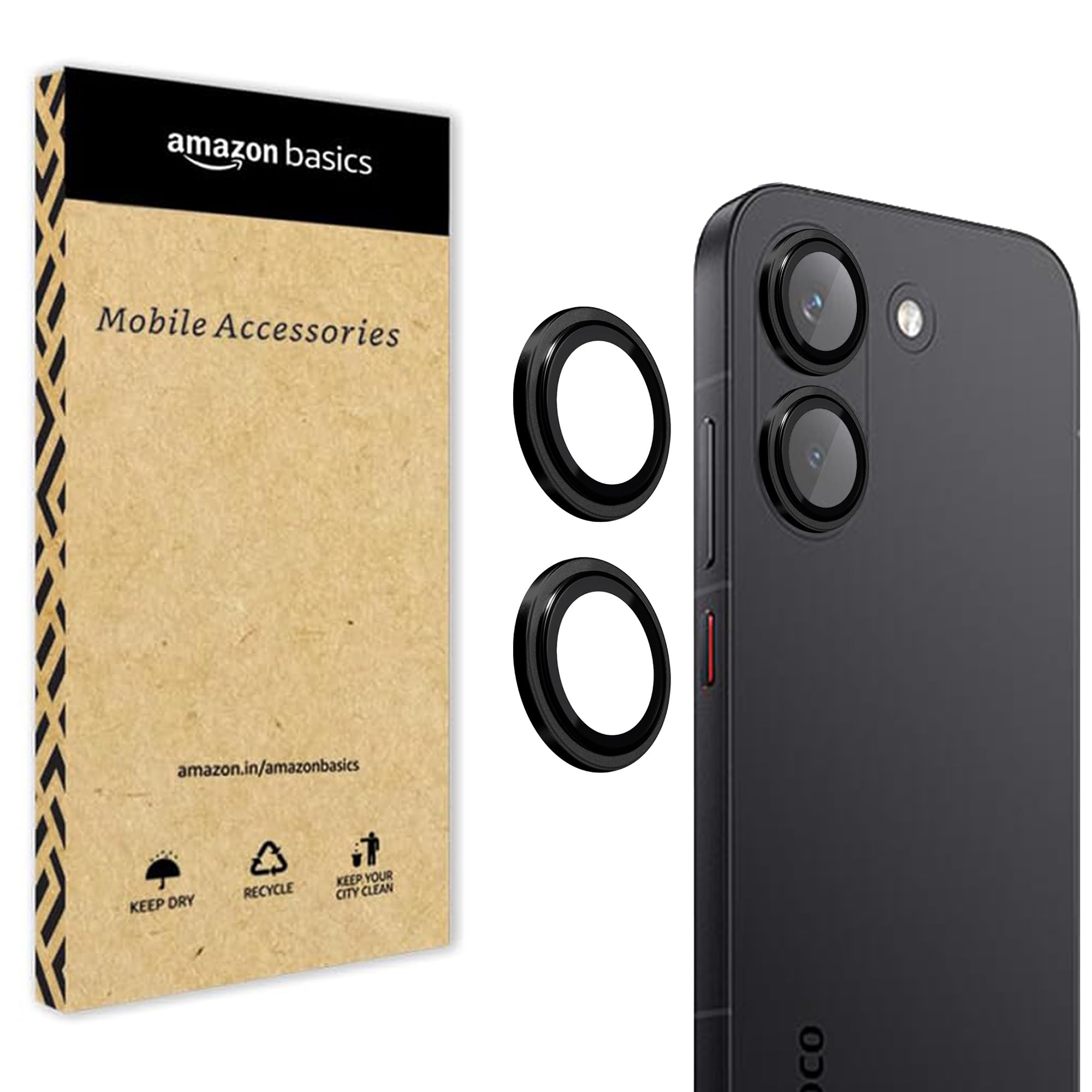 amazon basics Camera Glass Lens Protector Ring for Poco X8 Pro 5G Case Friendly with Edge to Edge Coverage and Easy Installation (Black)-image-43