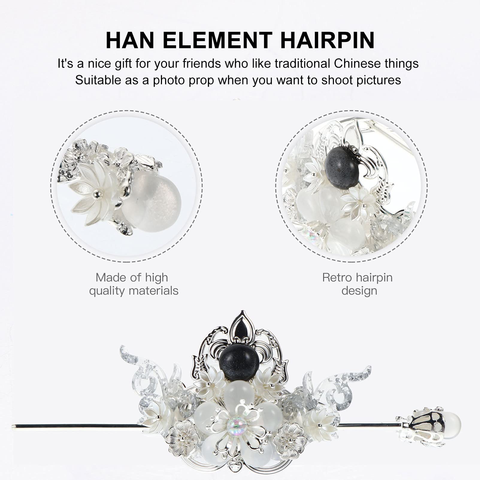 FRCOLOR Hanfu Hair Accessories Set Chinese Ancient Style Tiara Hairpin Traditional Han Style Headwear Elegant Hair Decor for Women - Image 2