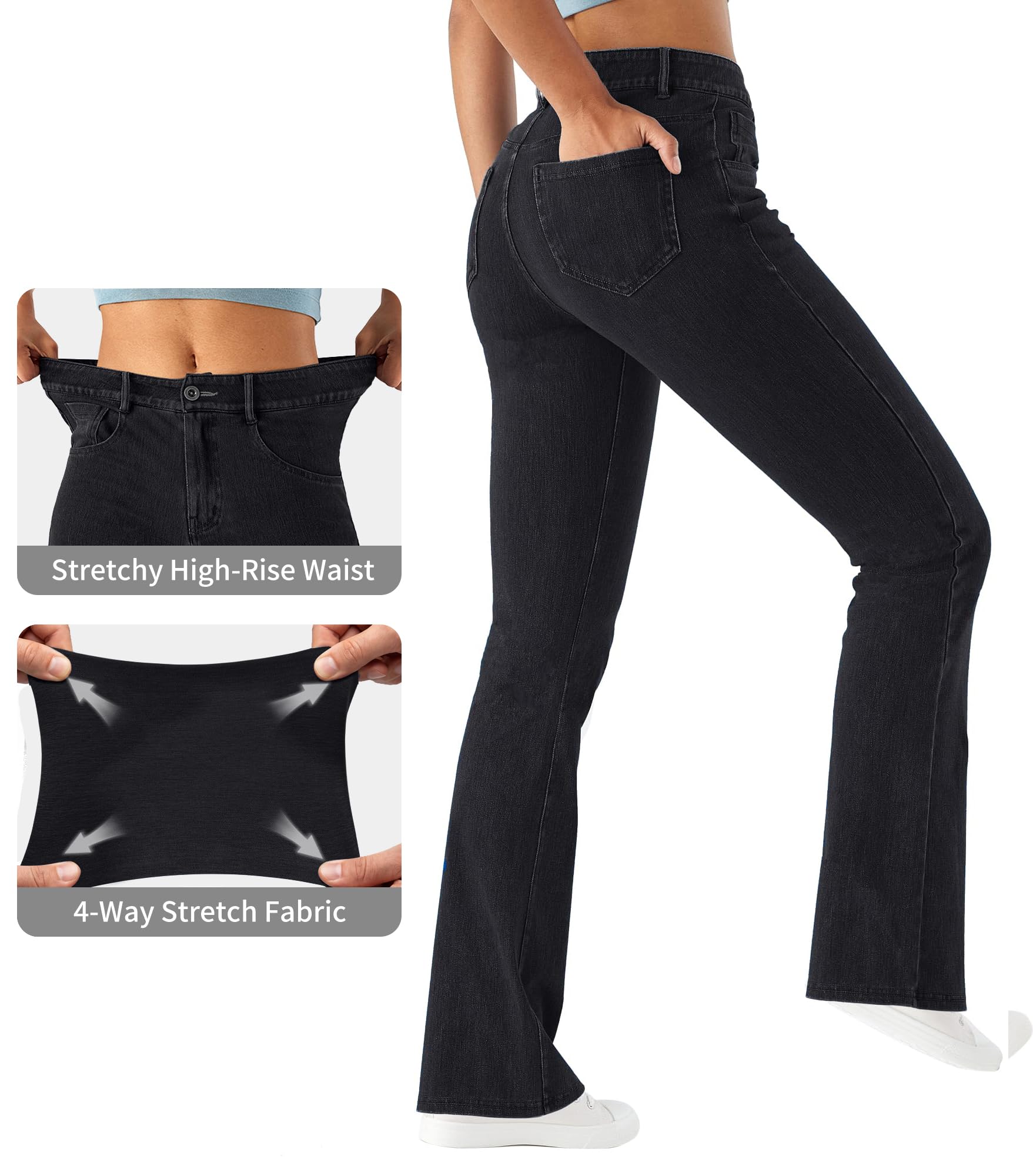 LaiEr Jeans de Yoga pour Femmes à Haute Élasticité,Sweatpants Skinny avec Élastique pour Relever Les Fesses et Fermeture Éclair,Pantalons Slightly Bootcut Doux,Combinaison Mode et Casual.