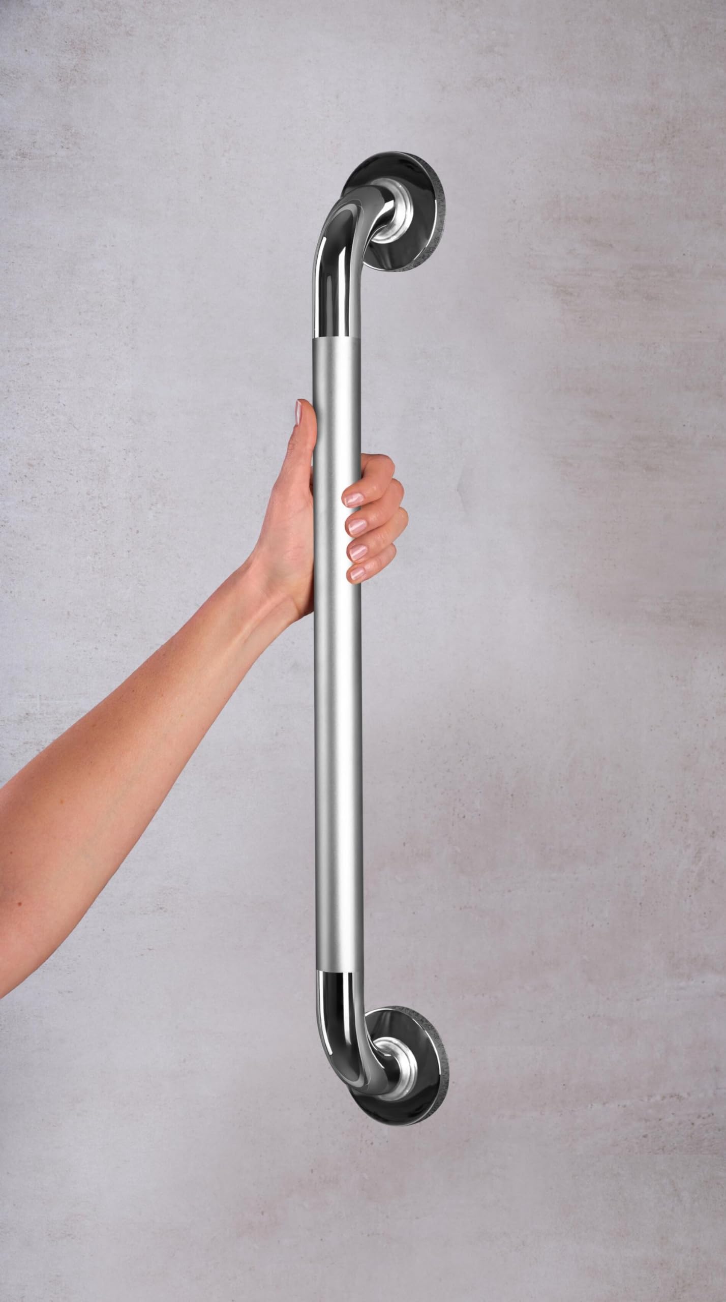 RIDDER Haltegriff Sam mit rutschhemmender Grifffläche chromfarben glänzend 60 cm