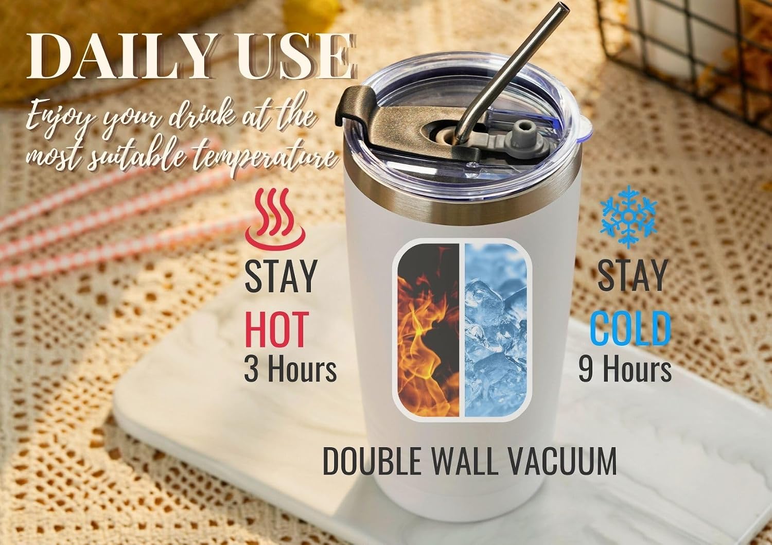 Onebttl Sea Glass Gifts for Women, Tumbler Travel Coffee Mug, Stainless Steel Insulated with Lid 20oz/590ml