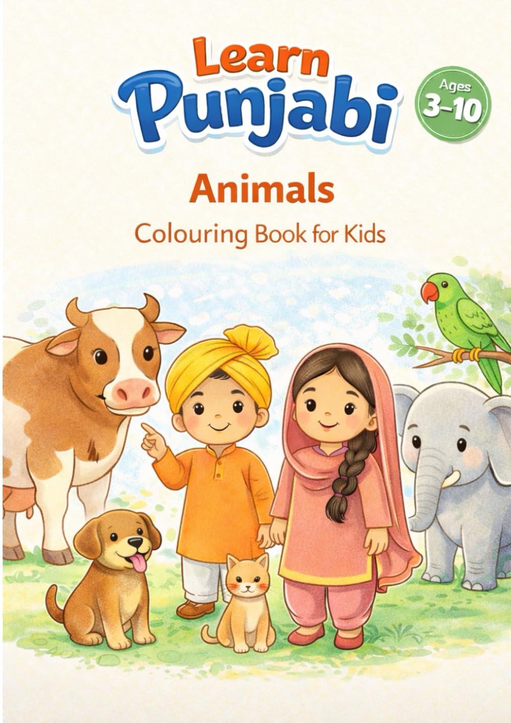 Animals in Punjabi: Colouring Book For Kids (Kids Learn Punjabi - Colouring Books)